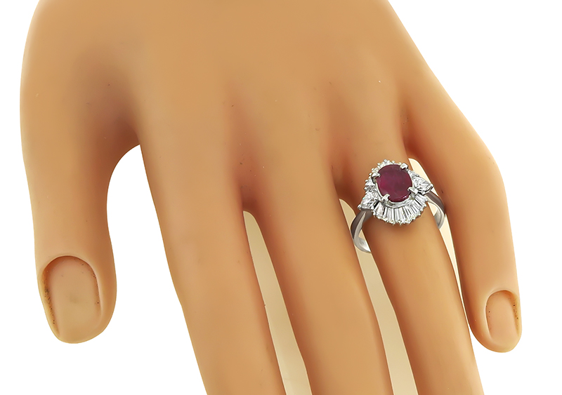 Estate 1.27ct Ruby 0.98ct Diamond Ring