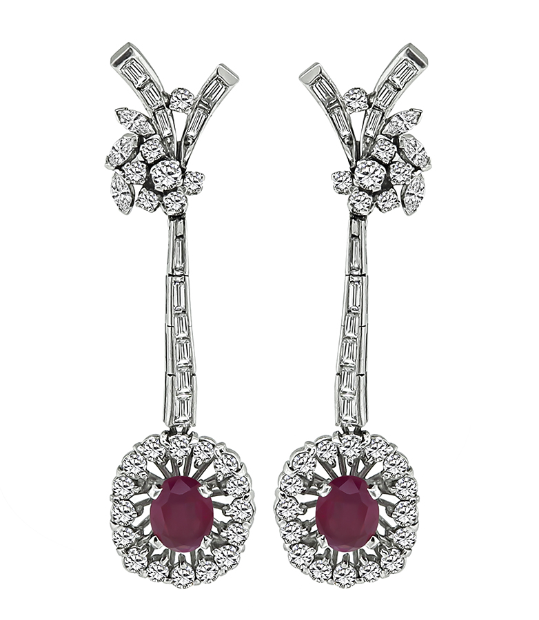 Estate 4.00ct Ruby 3.25ct Diamond Ring and Earrings Set