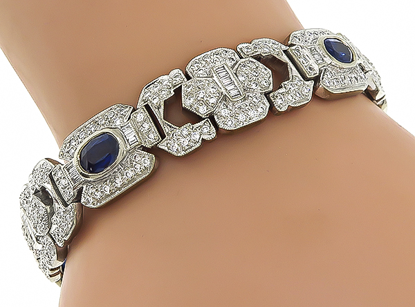 Estate 3.50ct Diamond 7.50ct Sapphire Bracelet