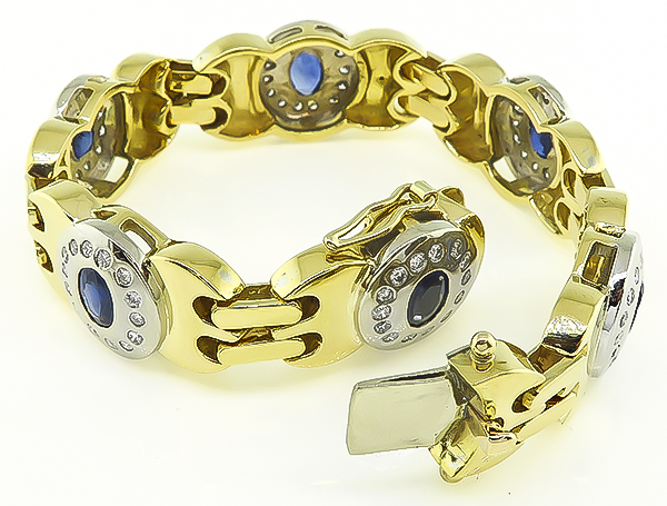 Estate 9.00ct Sapphire 1.50ct Diamond Two Tone Bracelet