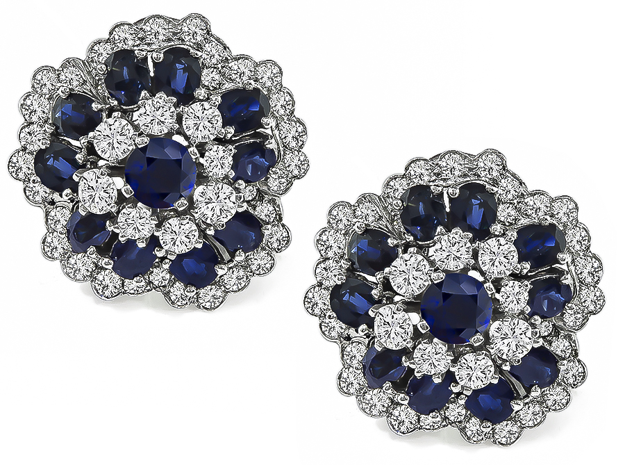 Estate 3.50ct Sapphire 2.25ct Diamond Earrings