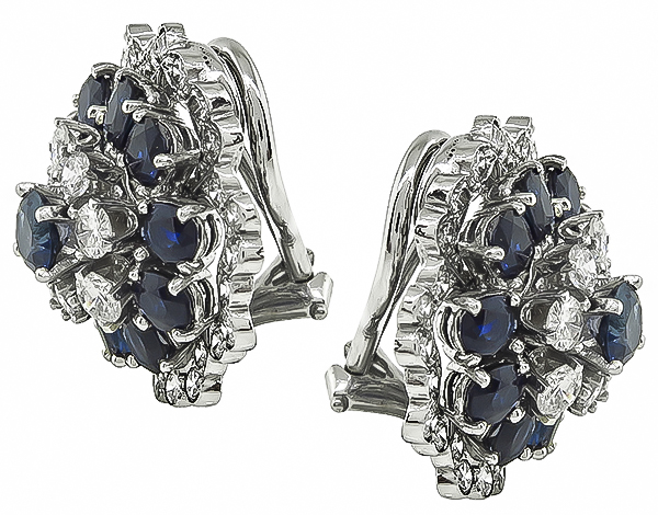 Estate 3.50ct Sapphire 2.25ct Diamond Earrings