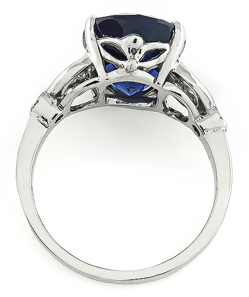 Estate 5.59ct Ceylon Sapphire Diamond Engagement Ring