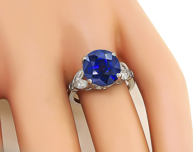 Estate 5.59ct Ceylon Sapphire Diamond Engagement Ring