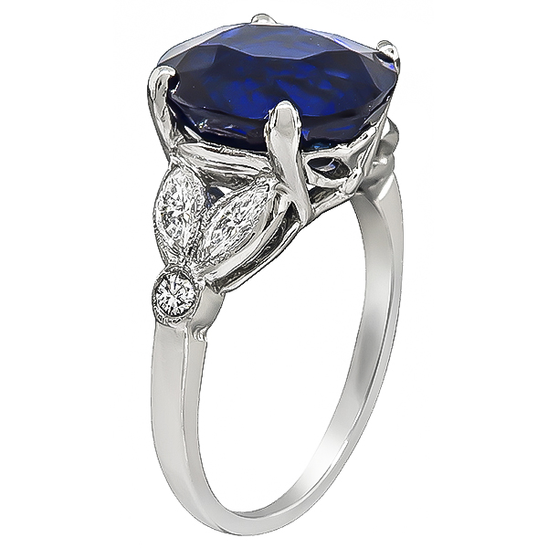 Estate 5.59ct Ceylon Sapphire Diamond Engagement Ring