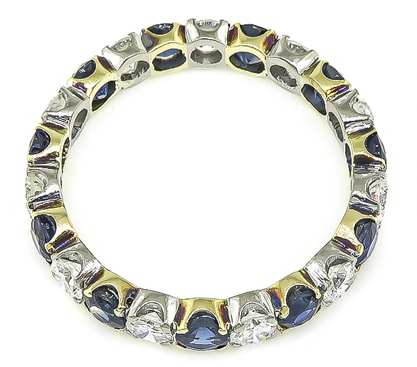 Estate 1.50ct Sapphire 1.00ct Diamond Eternity Wedding Band