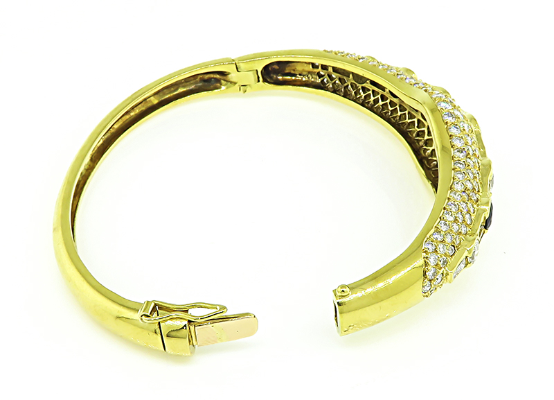 Estate 6.00ct Diamond 3.00ct Sapphire Gold Bangle