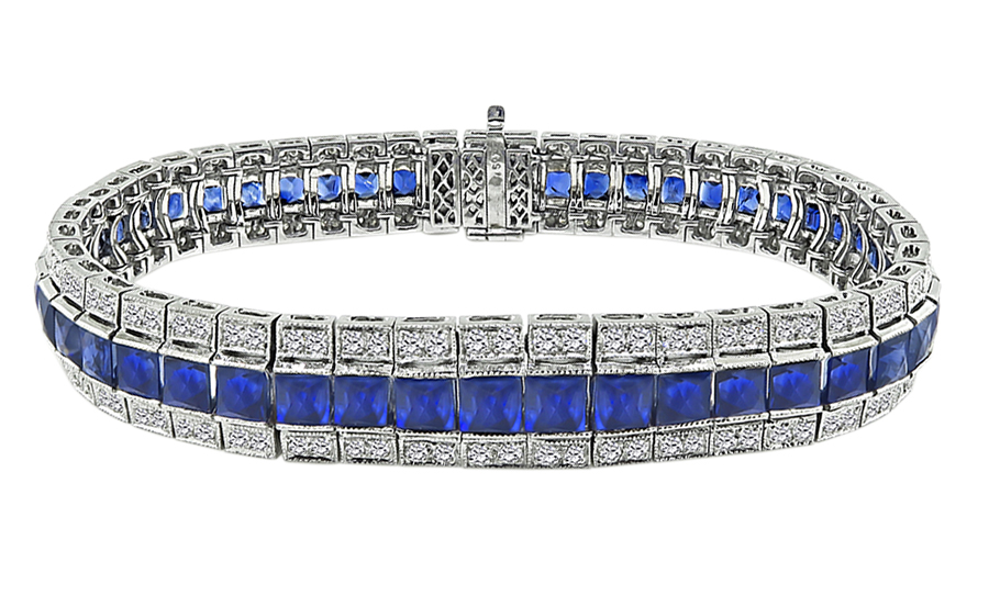 Art Deco 21.00ct Sapphire 3.70ct Diamond Bracelet