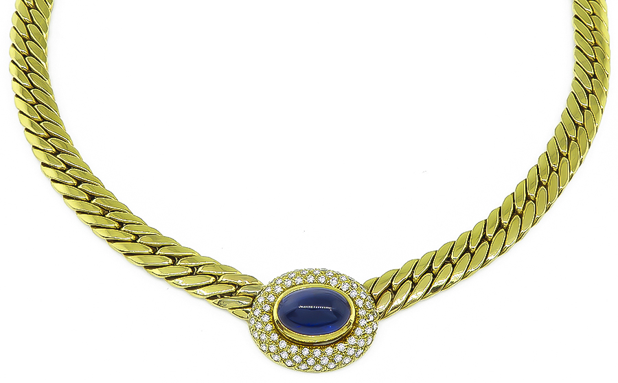 Estate 9.00ct Sapphire 1.40ct Diamond Gold Necklace