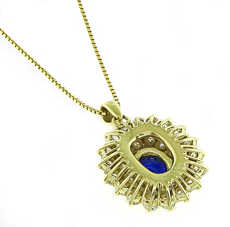 Estate 2.60ct Sapphire 2.38ct Diamond Gold Pendant Necklace