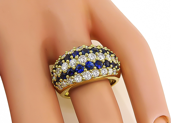 Estate 1.73ct Diamond 1.47ct Sapphire Gold Ring
