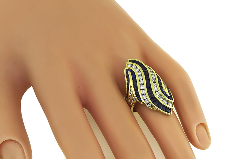 Estate 2.80ct Sapphire 1.09ct Diamond Gold Ring