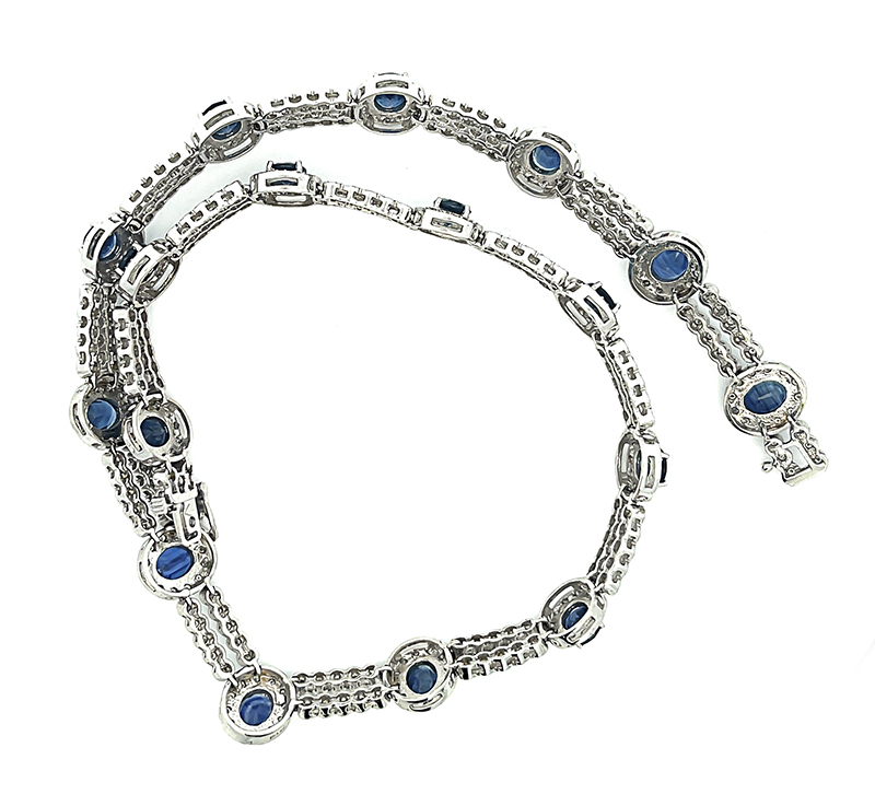 Estate 42.50ct Sapphire 2.85ct Diamond Necklace