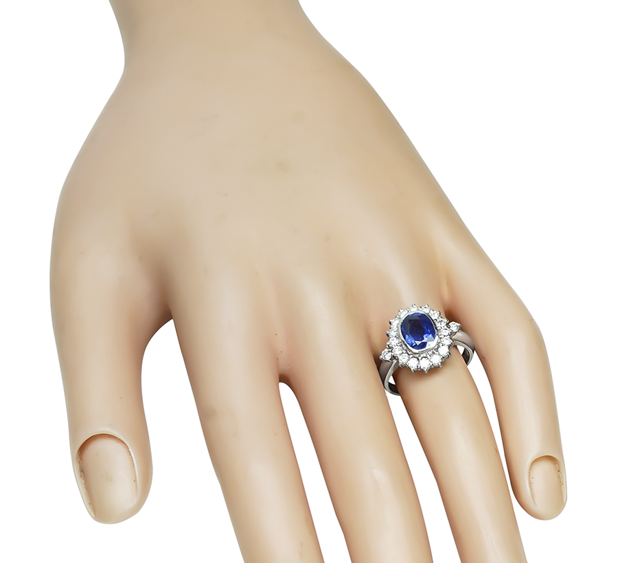 Estate 2.96ct Sapphire 0.60ct Diamond Ring