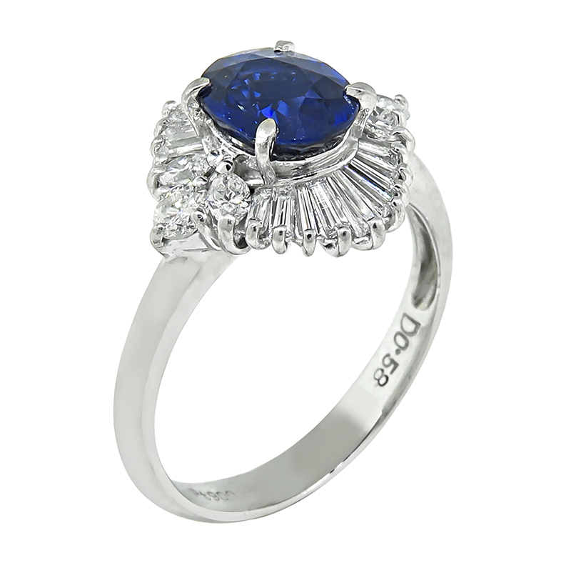 Estate 1.25ct Ceylon Sapphire 0.58ct Diamond Ring