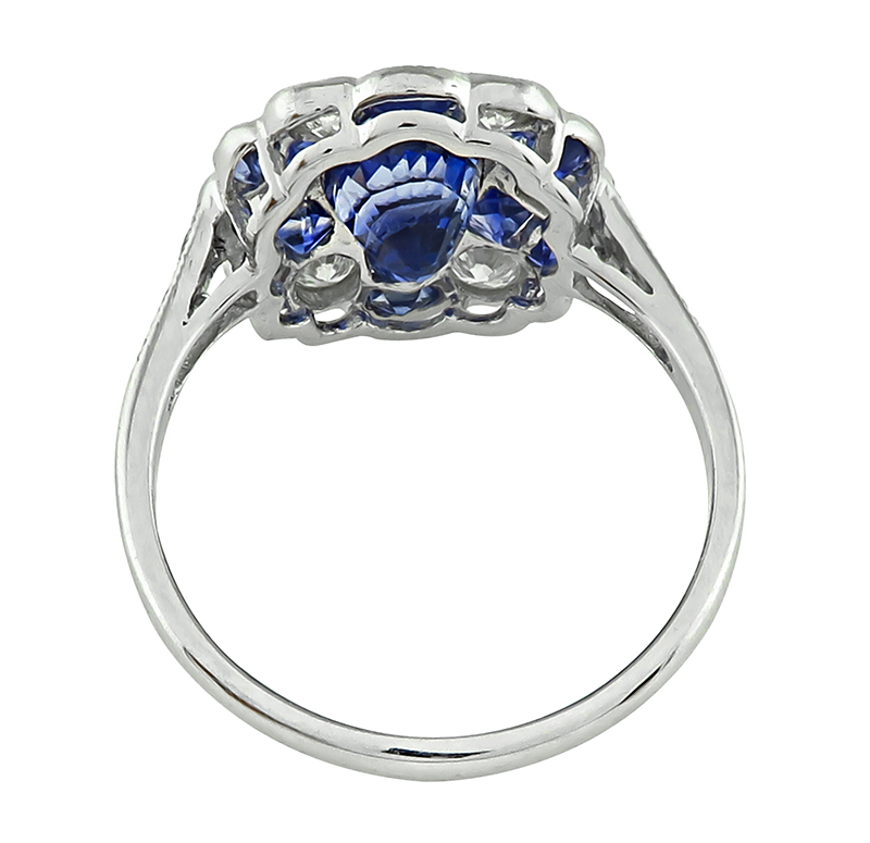 Estate 1.75ct Center Sapphire 0.75ct Diamond Ring