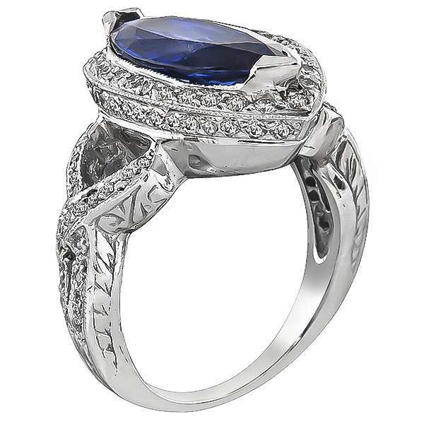 Estate 4.00ct Sapphire 2.00ct Diamond Ring