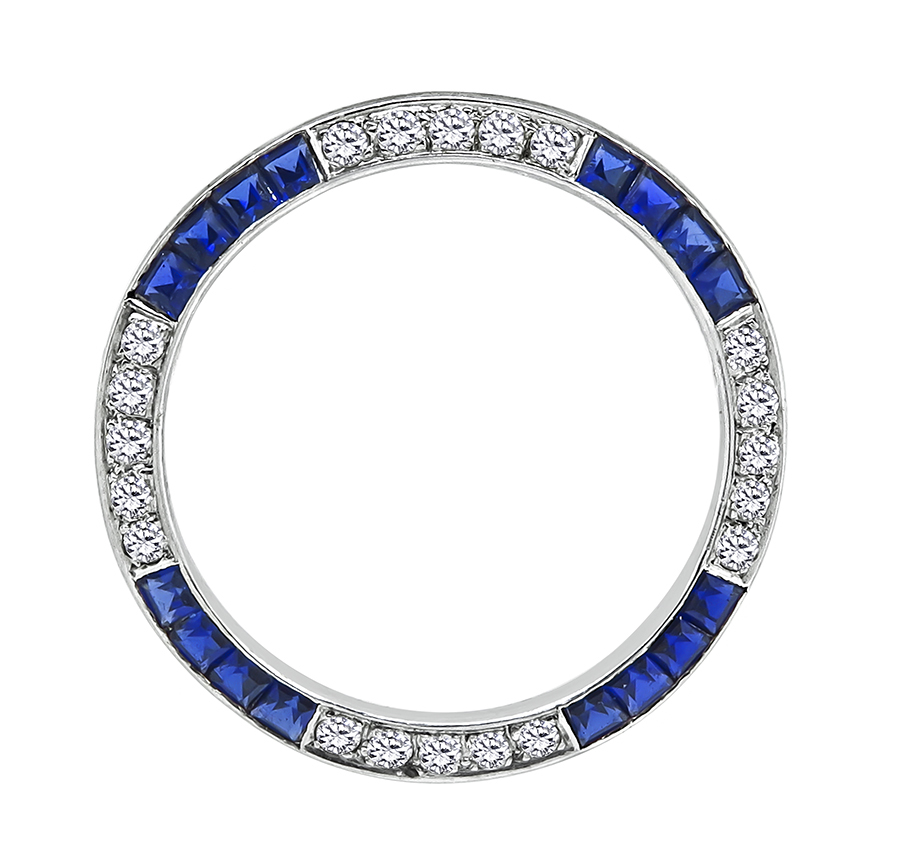 Estate 1.00ct Diamond 1.50ct Sapphire Round Pin