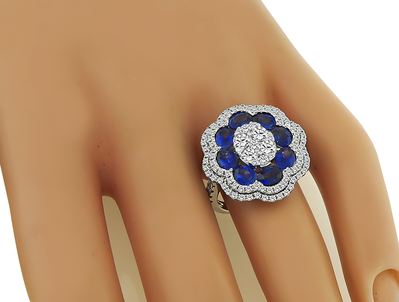 Estate 2.22ct Sapphire 1.27ct Diamond Gold Ring