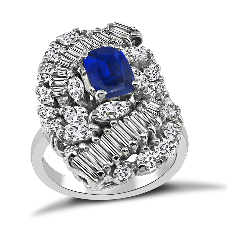 Estate 3.00ct Diamond 0.80ct Sapphire Ring