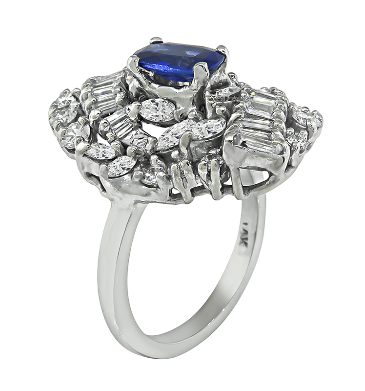 Estate 3.00ct Diamond 0.80ct Sapphire Ring