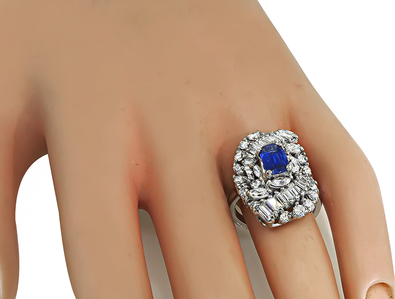 Estate 3.00ct Diamond 0.80ct Sapphire Ring