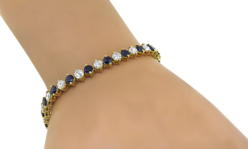 Estate 4.50ct Sapphire 3.50ct Diamond Bracelet