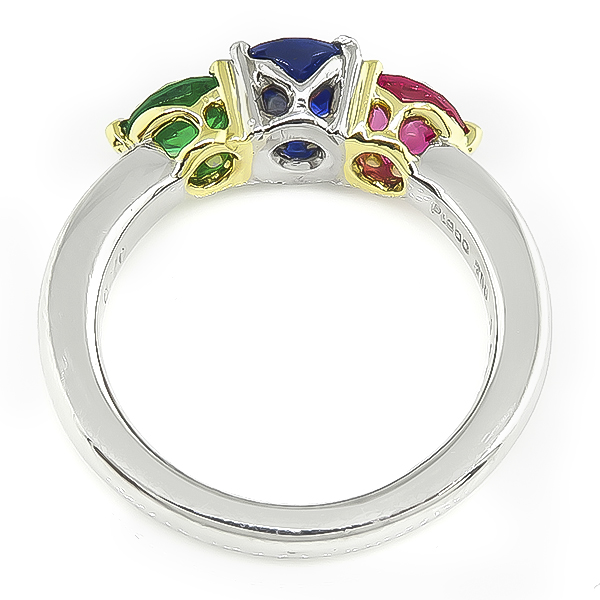Estate 0.80ct Sapphire 0.58ct Ruby 0.37ct Emerald Ring