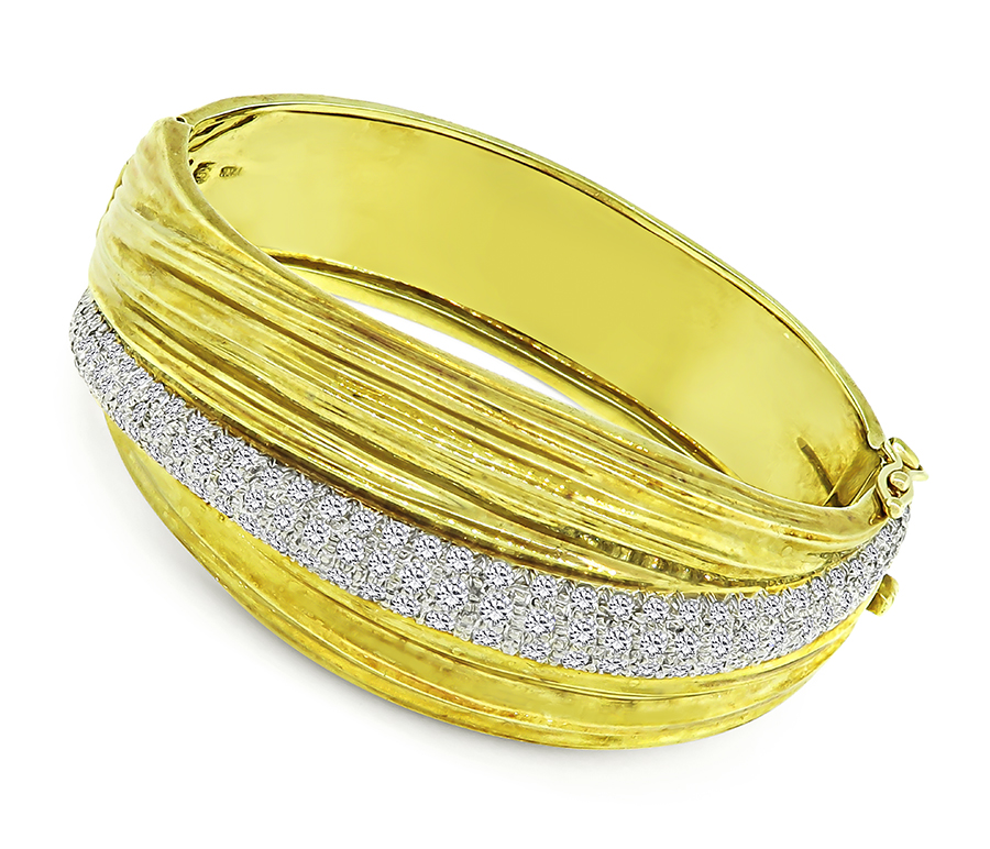 Estate Spitzer and Fuhrmann 6.50ct Diamond Gold Bangle