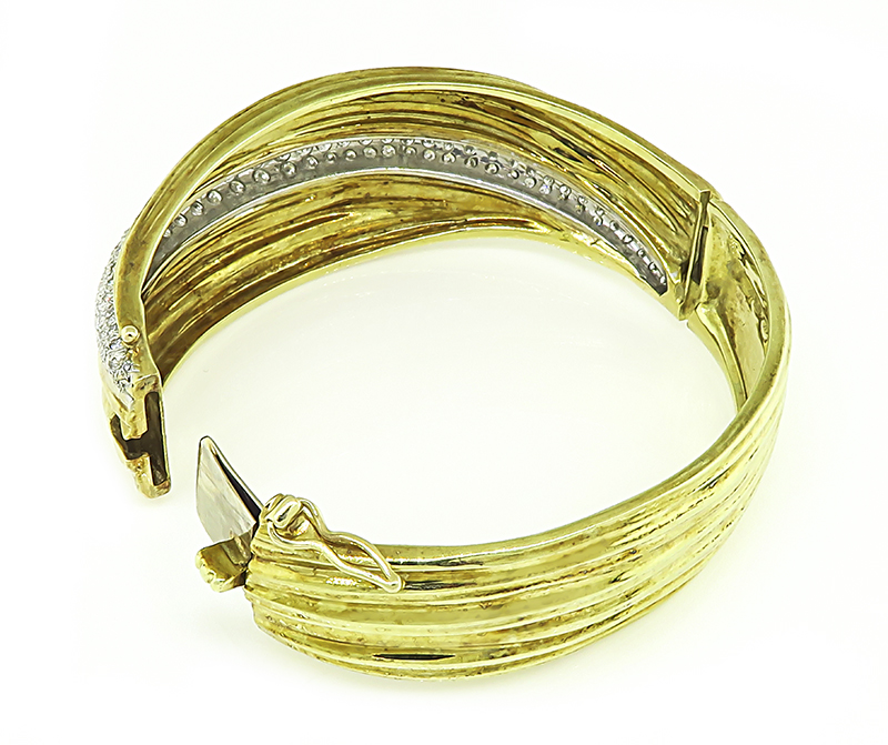 Estate Spitzer and Fuhrmann 6.50ct Diamond Gold Bangle