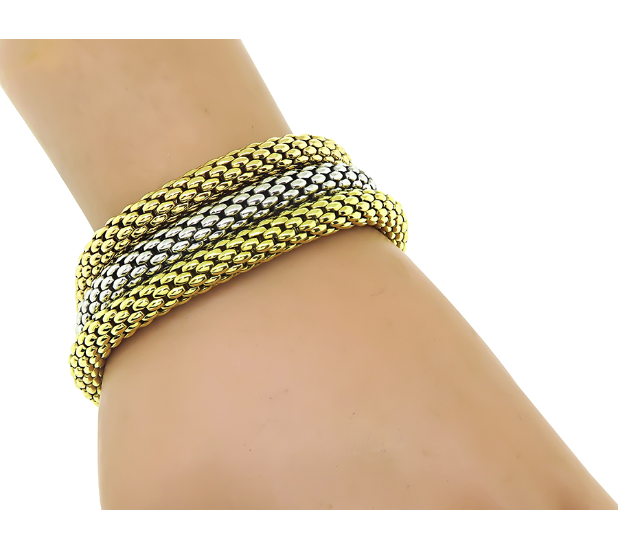 Estate Suite of 3 Fope Yellow Pink and White Gold Bracelet
