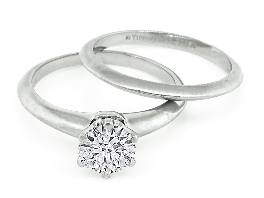 Tiffany 0.73ct Diamond Ring and Wedding Band Set