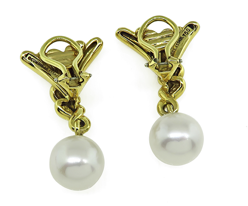 Estate Tiffany & Co Cummings Assael Pearl Gold Earrings