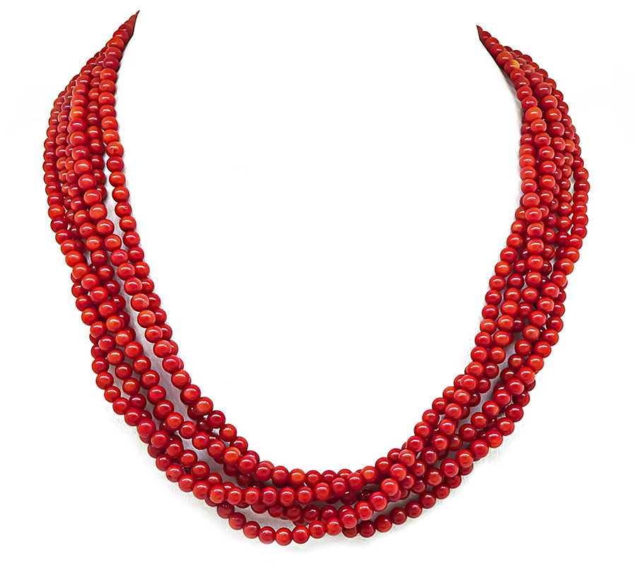 Estate Tiffany & Co Gold Coral Necklace