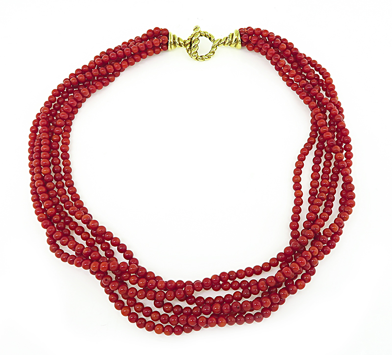 Estate Tiffany & Co Gold Coral Necklace