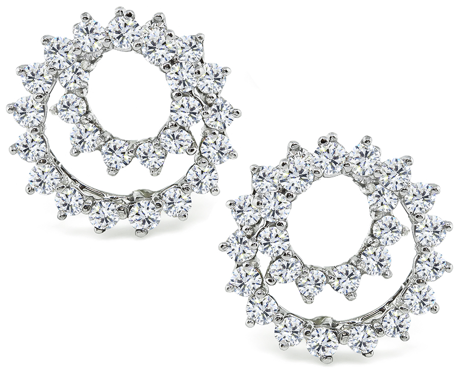 Estate Tiffany & Co 4.00ct Diamond Swirl Earrings