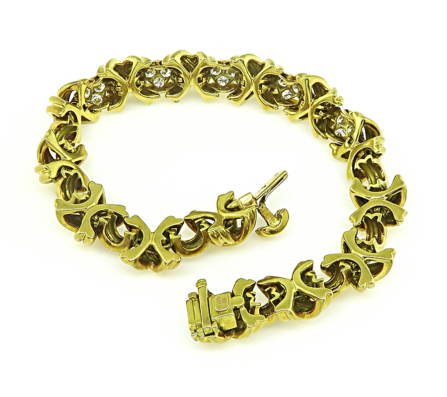 Estate Tiffany & Co 1.50ct Diamond Gold Bracelet
