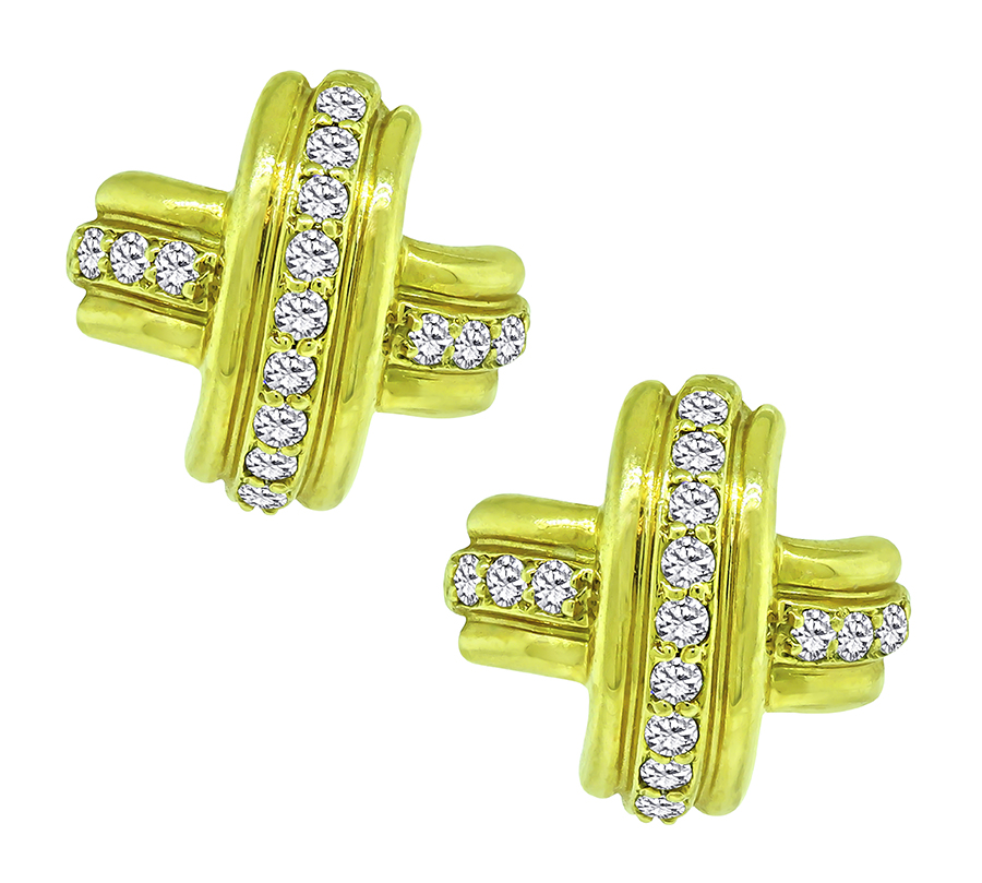 Estate Tiffany & Co 0.90ct Diamond Gold Earrings