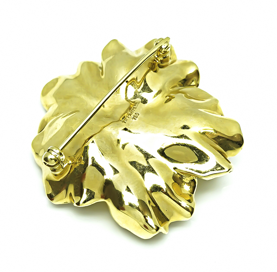 Estate Tiffany & Co 0.50ct Diamond Gold Flower Pin