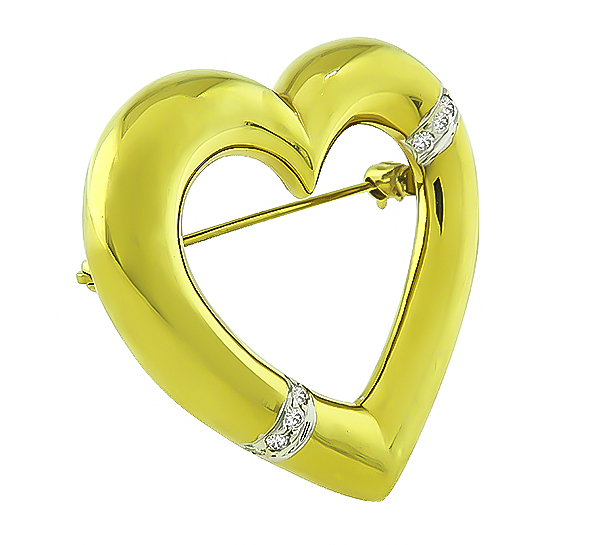Estate 0.30ct Diamond Tiffany & Co Paloma Picasso Gold Heart Pin