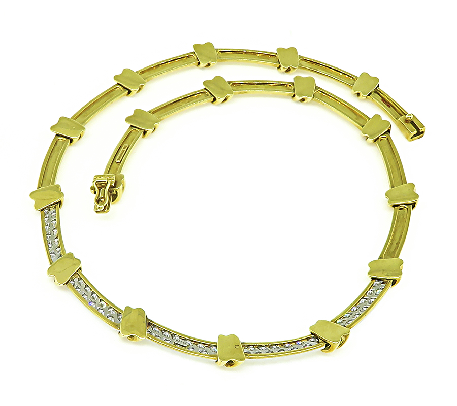 Estate Tiffany & Co 3.00ct Diamond Two Tone Gold Necklace