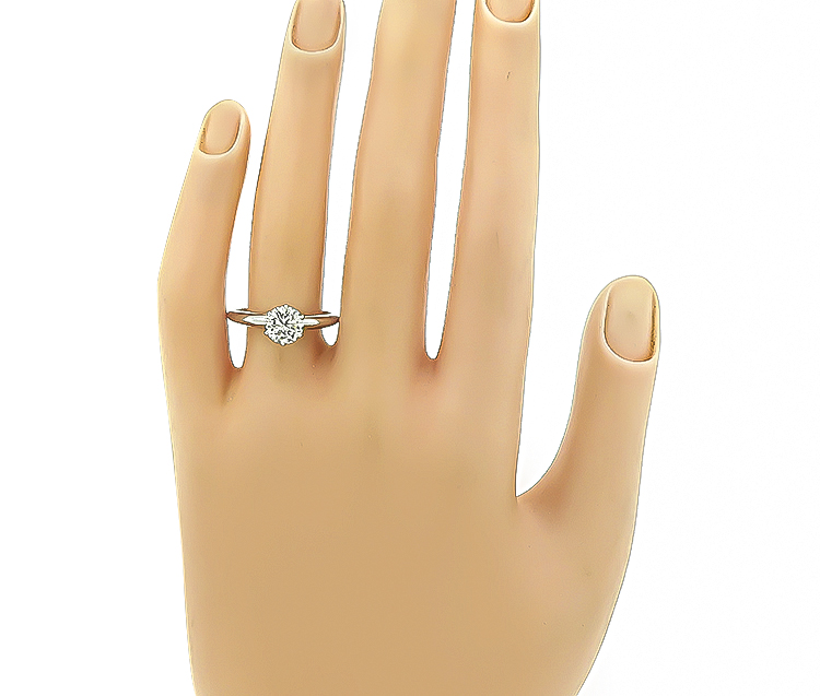 Estate Tiffany & Co GIA Certified 0.99ct Diamond Solitaire Engagement Ring