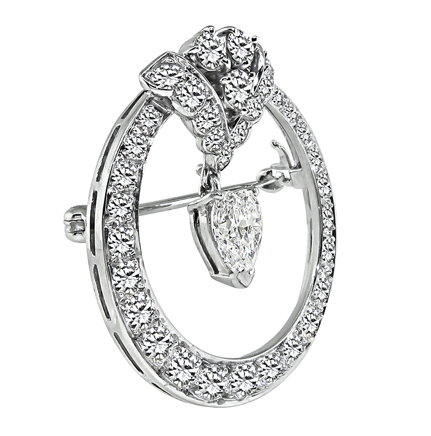 Estate Tiffany & Co GIA Certified 1.20ct Center Diamond 2.30ct Side Diamond Pin