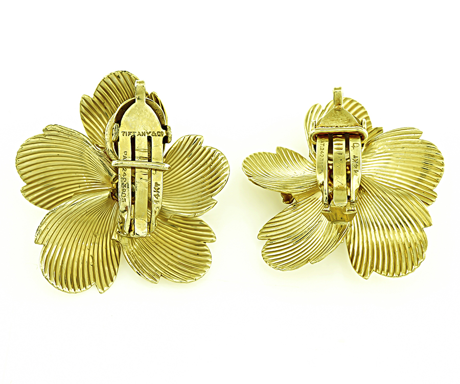 Estate Tiffany & Co Gold Flower Earrings