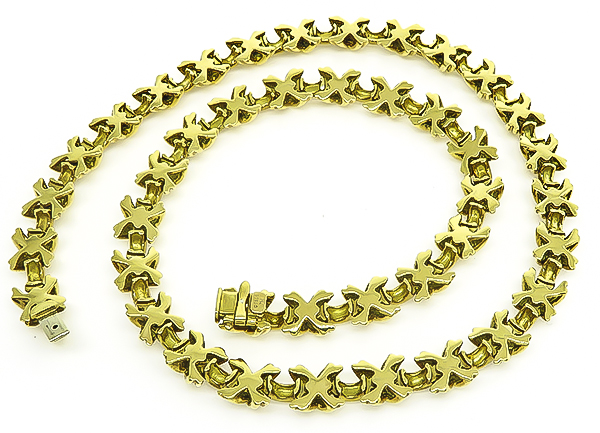 Estate Tiffany & Co X Motif Gold Necklace