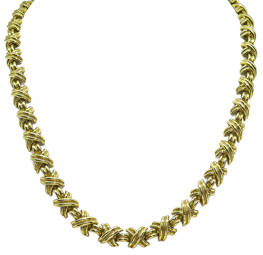 Estate Tiffany & Co X Motif Gold Necklace