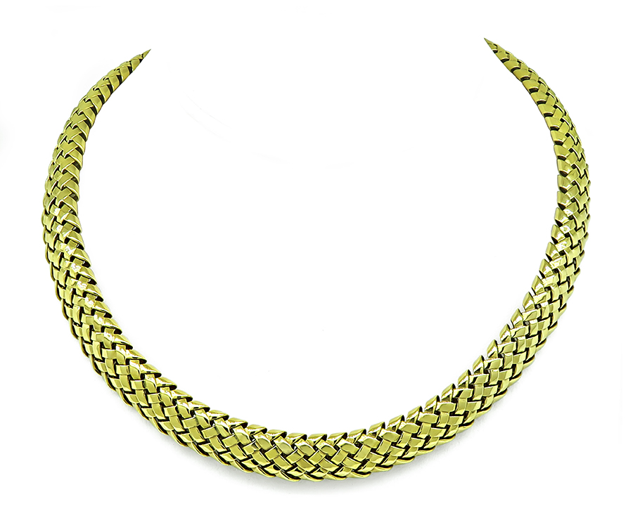 Estate Tiffany & Co Gold Vannerie Choker Necklace