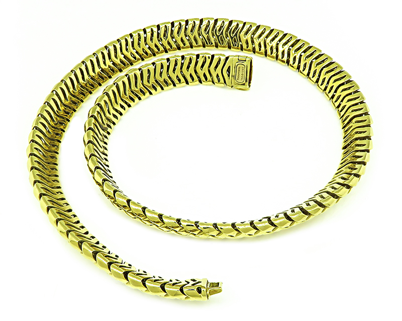 Estate Tiffany & Co Gold Vannerie Choker Necklace
