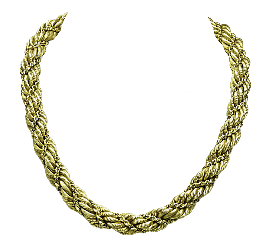 Estate Tiffany & Co Gold Rope Necklace