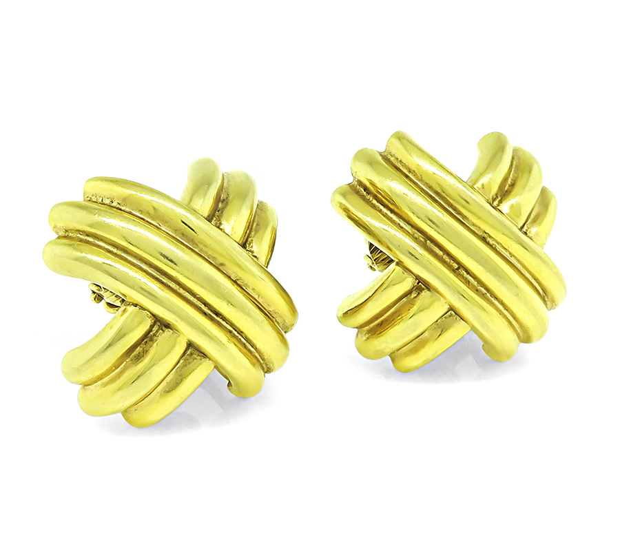 Estate Tiffany & Co Gold X Earrings
